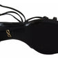 Dolce & Gabbana Black Leather Stiletto Heels Sandals Shoes