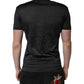 Dolce & Gabbana Dark Gray Silk V-neck Short Sleeves T-shirt