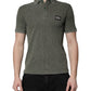Dolce & Gabbana Army Green Logo Plaque Cotton Polo Shirt T-shirt
