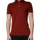 Dolce & Gabbana Red Cotton DG Logo Collared Men Polo T-shirt