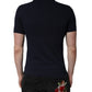 Dolce & Gabbana Dark Blue Cotton Crown Collared Polo T-shirt