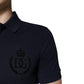 Dolce & Gabbana Dark Blue Cotton Crown Collared Polo T-shirt