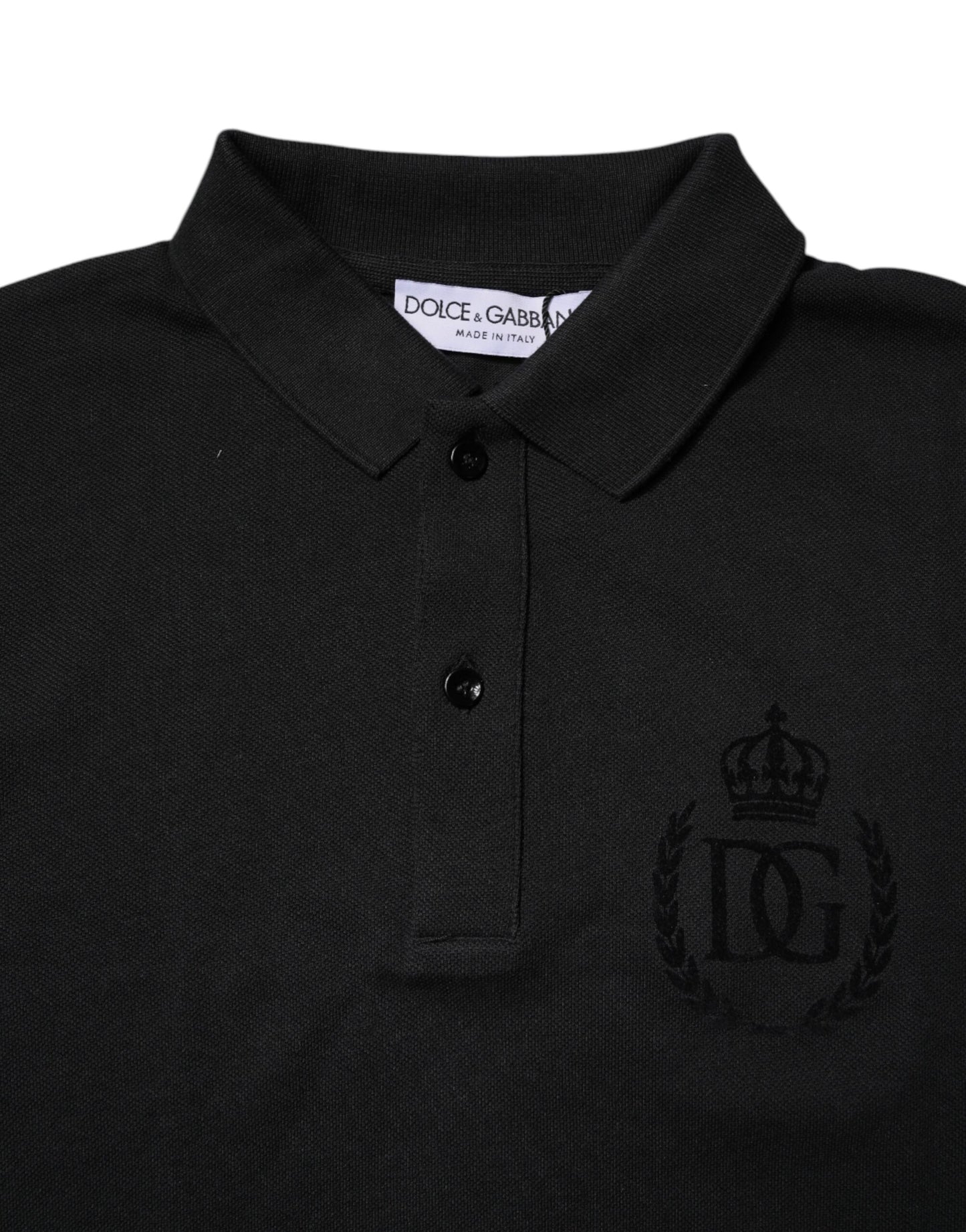 Dolce & Gabbana Black Cotton DG Logo Collared Polo T-shirt Mens T-Shirt