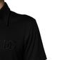 Dolce & Gabbana Black Polyester DG Logo Collared Polo T-shirt