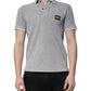 Dolce & Gabbana Gray Logo Plaque Cotton Men Polo Shirt T-shirt