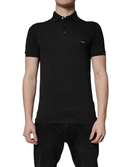 Dolce & Gabbana Dark Gray Logo Plaque Cotton Men Polo Shirt T-shirt Mens T-Shirt