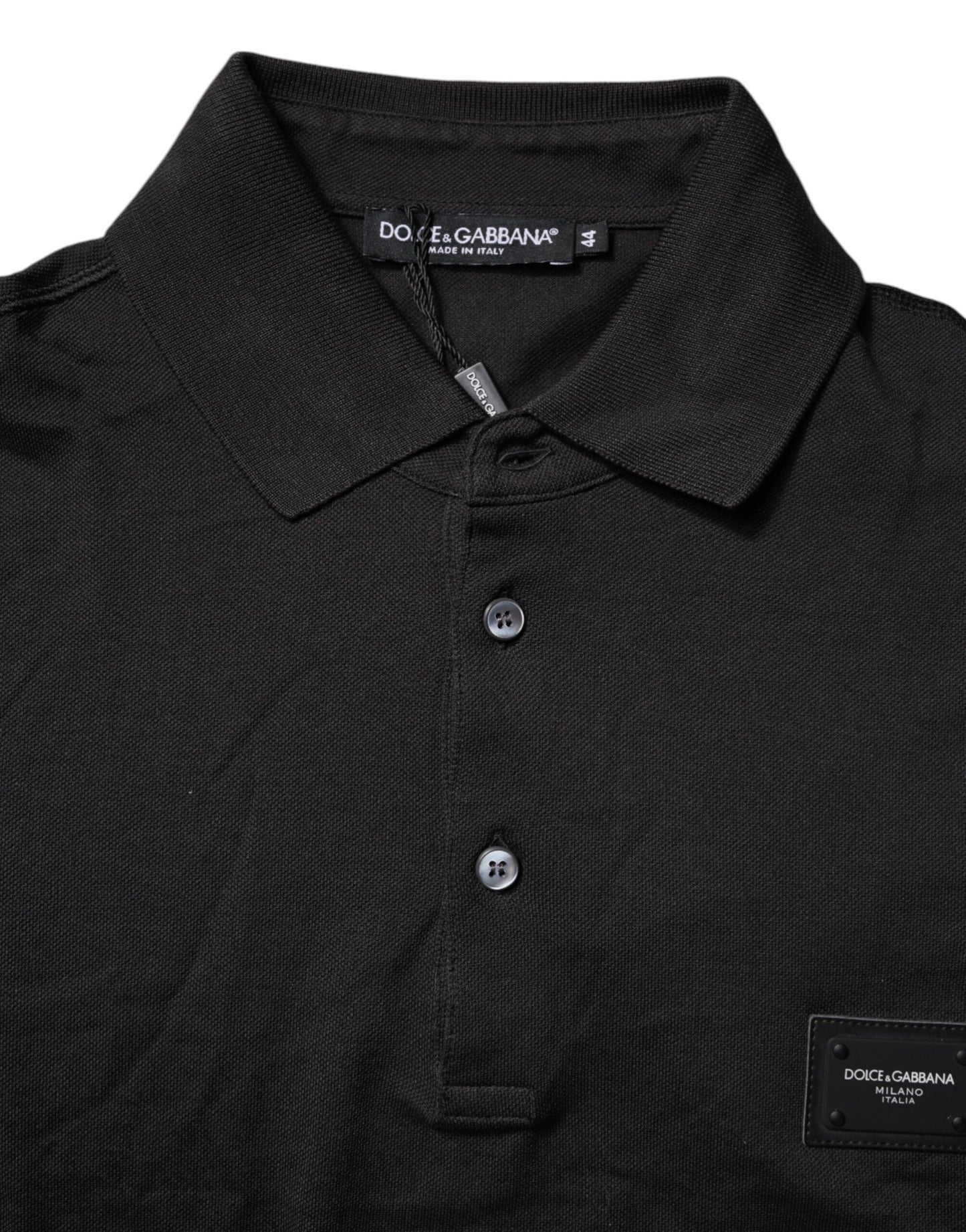 Dolce & Gabbana Dark Gray Logo Plaque Cotton Men Polo Shirt T-shirt Mens T-Shirt