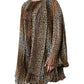 Dolce & Gabbana Brown Leopard Print Scarf Collared Chiffon Dress