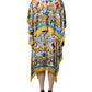 Dolce & Gabbana Multicolor Majolica Kaftan Short Sleeves Maxi Dress