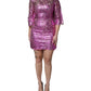 Dolce & Gabbana Metallic Fuchsia Floral Sheath Mini Dress