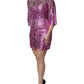 Dolce & Gabbana Metallic Fuchsia Floral Sheath Mini Dress