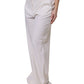 Dolce & Gabbana White Wool Mid Waist Wide Leg Pants
