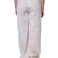 Dolce & Gabbana White Wool Mid Waist Wide Leg Pants