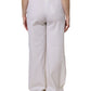 Dolce & Gabbana White Wool Mid Waist Wide Leg Pants