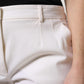 Dolce & Gabbana White Wool Mid Waist Wide Leg Pants