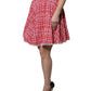 Dolce & Gabbana Red White High Waist A-line Above Knee Skirt