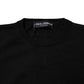 Dolce & Gabbana Black Wool Knit Crew Neck Pullover Sweater