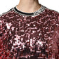 Dolce & Gabbana Pink DG Queen Sequin Pullover Sweater