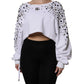 Dolce & Gabbana White Embellished Long Sleeve Cropped Sweater