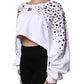 Dolce & Gabbana White Embellished Long Sleeve Cropped Sweater