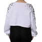 Dolce & Gabbana White Embellished Long Sleeve Cropped Sweater