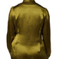 Dolce & Gabbana Olive Green Ascot Collar Long Sleeve Blouse Top