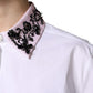 Dolce & Gabbana White Embellished Collared Dress Shirt Top