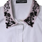 Dolce & Gabbana White Embellished Collared Dress Shirt Top