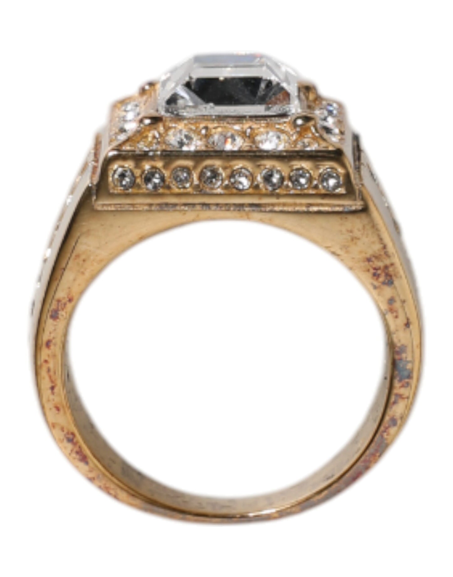 Dolce & Gabbana Gold Tone Sterling Silver 925 Crystals Ring