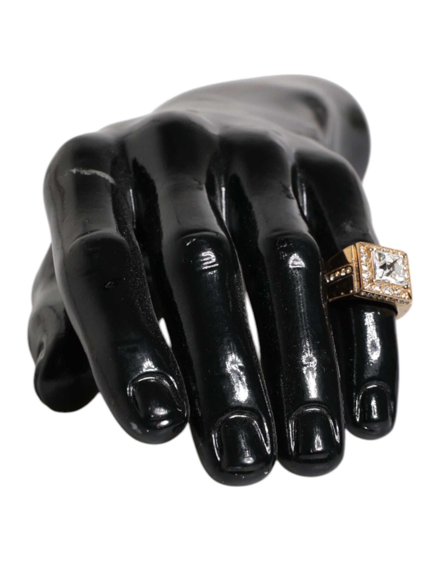 Dolce & Gabbana Gold Tone Sterling Silver 925 Crystals Ring