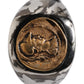 Dolce & Gabbana Silver Tone Engraved Two Color Real Brass Ring