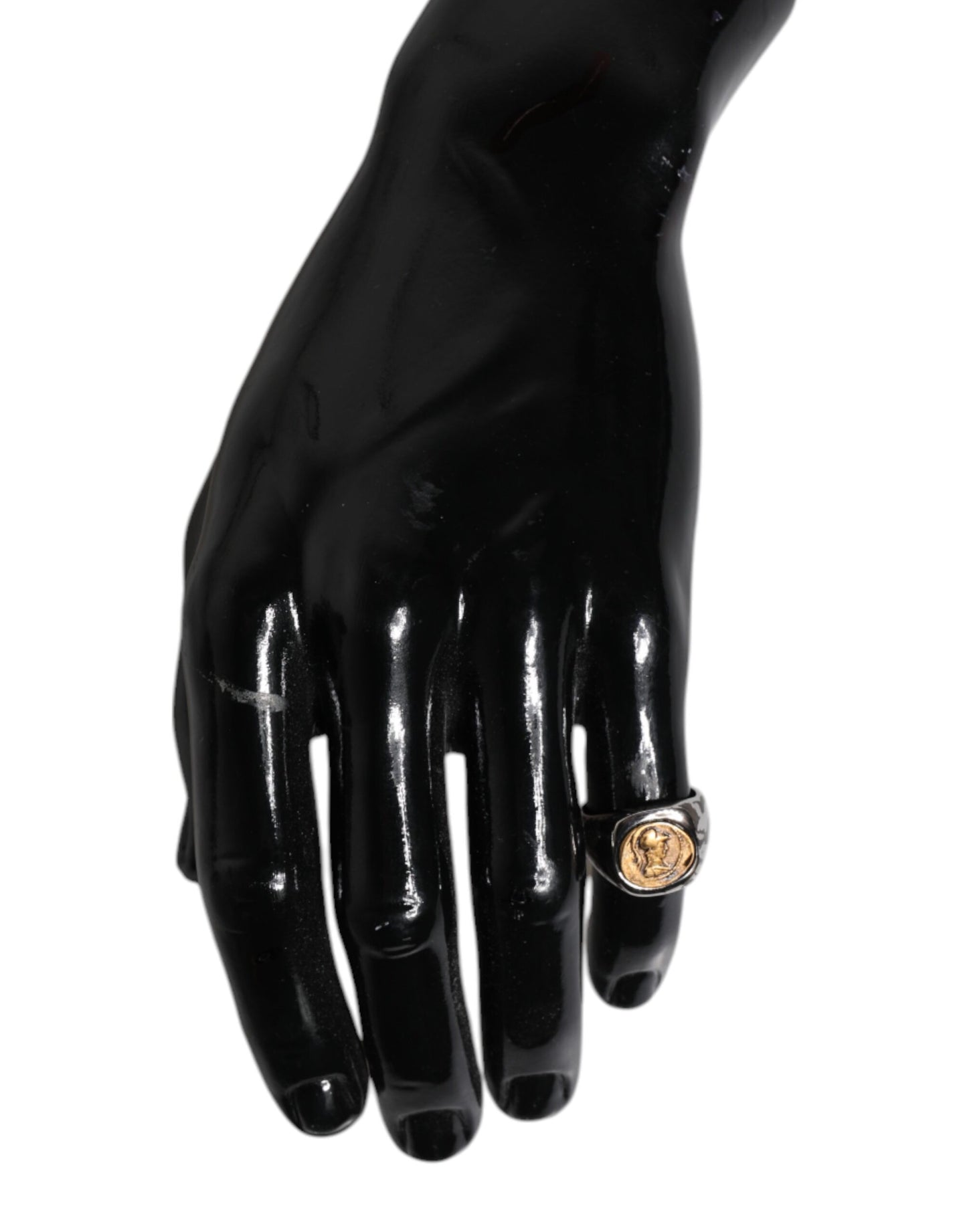 Dolce & Gabbana Silver Tone Engraved Two Color Real Brass Ring