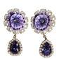 Dolce & Gabbana Purple Flower Pearl Teardrop Crystals Clip On Earrings