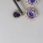 Dolce & Gabbana Purple Flower Pearl Teardrop Crystals Clip On Earrings