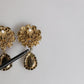 Dolce & Gabbana Purple Flower Pearl Teardrop Crystals Clip On Earrings