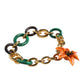 Dolce & Gabbana Multicolor Gold Brass Orange Lily Floral Chain Necklace