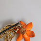 Dolce & Gabbana Multicolor Gold Brass Orange Lily Floral Chain Necklace