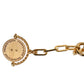 Dolce & Gabbana Gold Chain Brass Faux Pearl Charm Logo Pendant Necklace