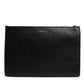 Dolce & Gabbana Black Leather #DGFAMILY Embellished Men Zip Pouch Bag