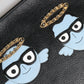 Dolce & Gabbana Black Leather #DGFAMILY Embellished Men Zip Pouch Bag