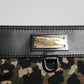 Dolce & Gabbana Multicolor Leopard Jacquard Print Logo Plaque Pouch Bag