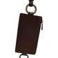 Dolce & Gabbana Brown Calf Leather Lanyard Logo Card Holder Wallet
