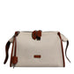 Dolce & Gabbana Beige Brown Cotton Leather Duffle Shoulder Bag