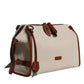 Dolce & Gabbana Beige Brown Cotton Leather Duffle Shoulder Bag