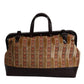 Dolce & Gabbana Beige Maroon Velvet Leather Jacquard Travel Handbag Bag