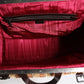 Dolce & Gabbana Beige Maroon Velvet Leather Jacquard Travel Handbag Bag