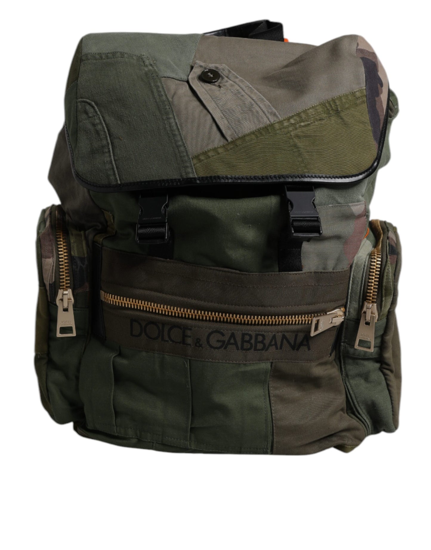 Dolce & Gabbana Military Green Patchwork Travel Backpack Bag Mens Backpack