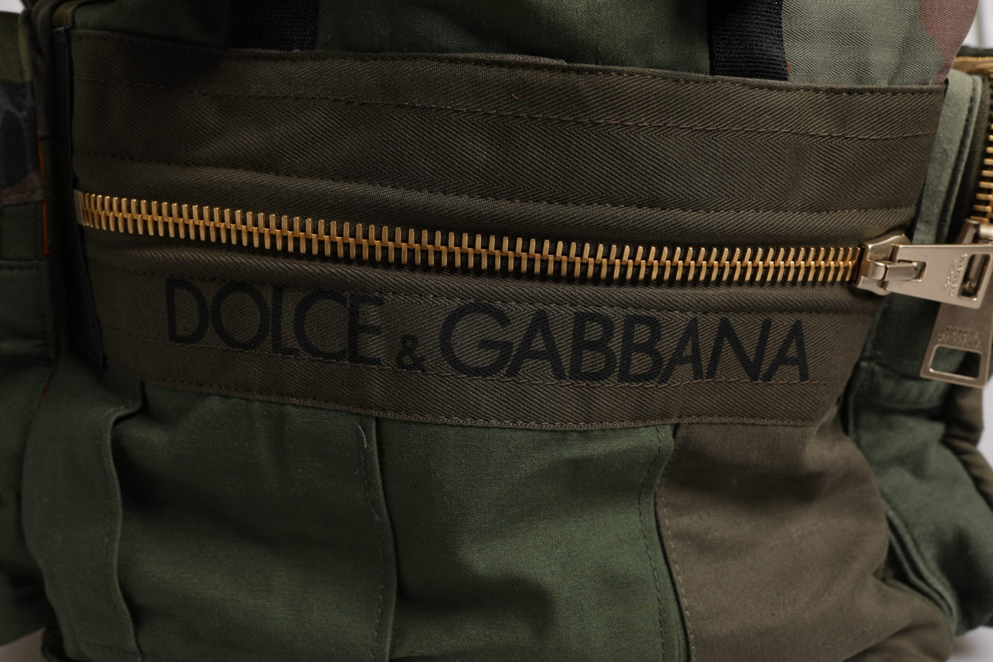 Dolce & Gabbana Military Green Patchwork Travel Backpack Bag Mens Backpack