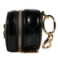 Dolce & Gabbana Black Lamb Leather DG Crystal Round Coin Purse Wallet