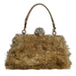 Dolce & Gabbana Gold Vanda Chain Strap Tinsel Crystal Evening Clutch Bag